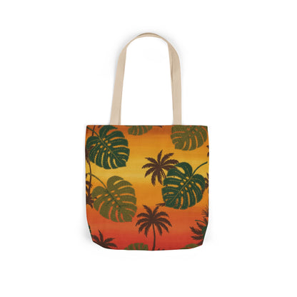 Tropical Palm Leaf Canvas Tote — Sunset Beach Market Bag