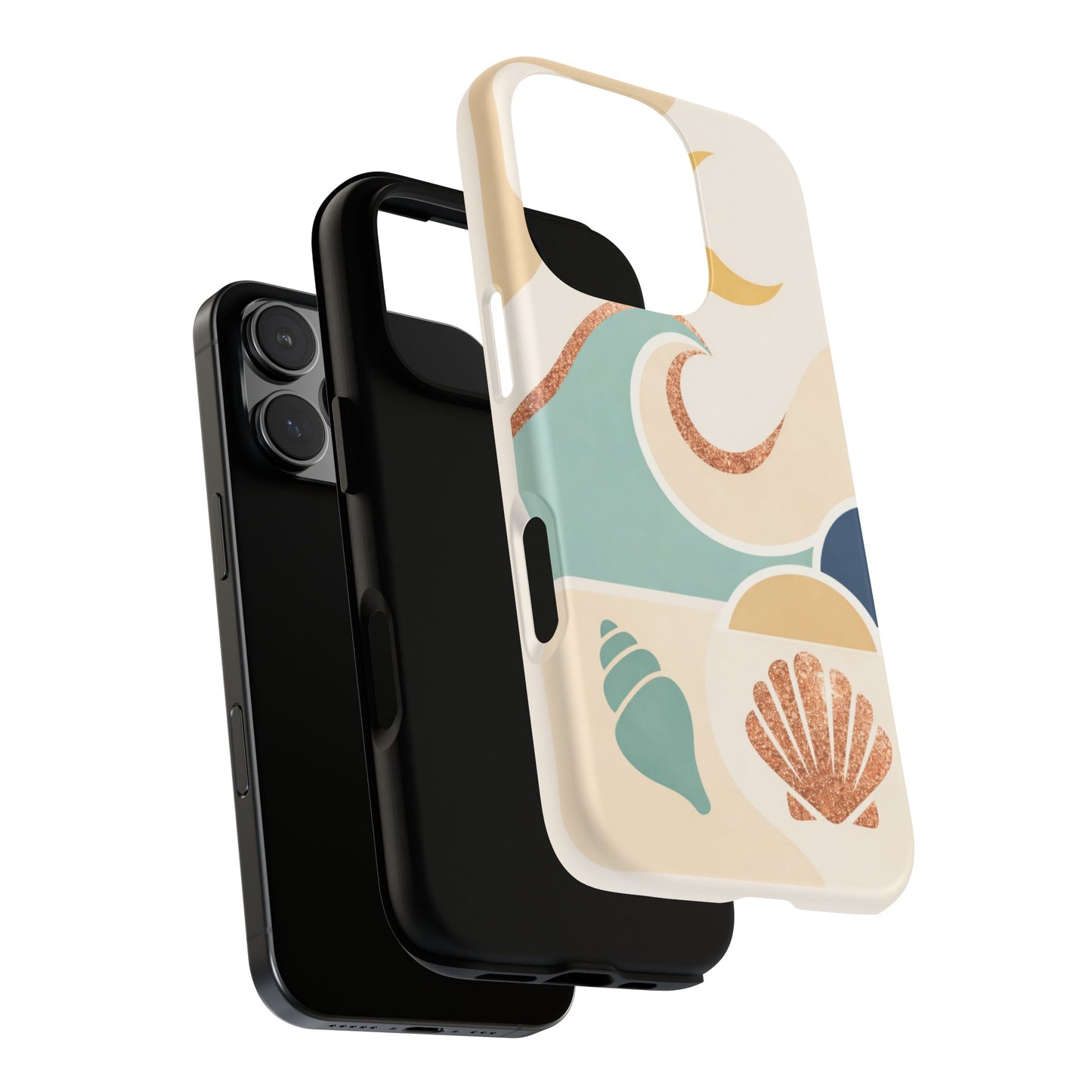 Sea Breeze Tough Phone Case — Retro Waves & Shells Design