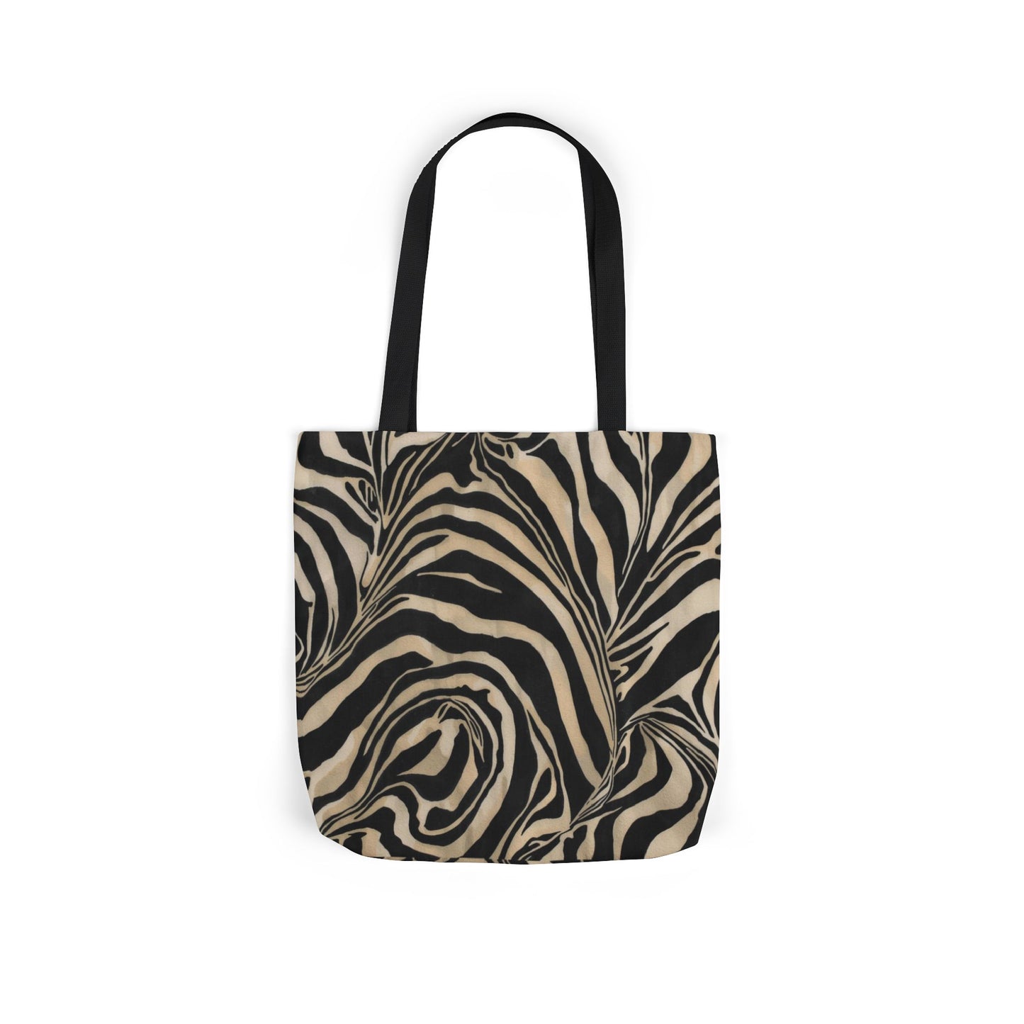Zebra Swirl Canvas Tote Bag — Neutral Animal Print Shoulder Tote