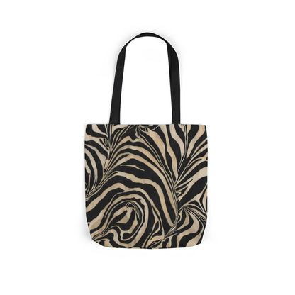 Zebra Swirl Canvas Tote Bag — Neutral Animal Print Shoulder Tote
