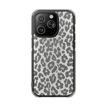 Clear Magnetic Impact Phone Case — Gray Leopard Print