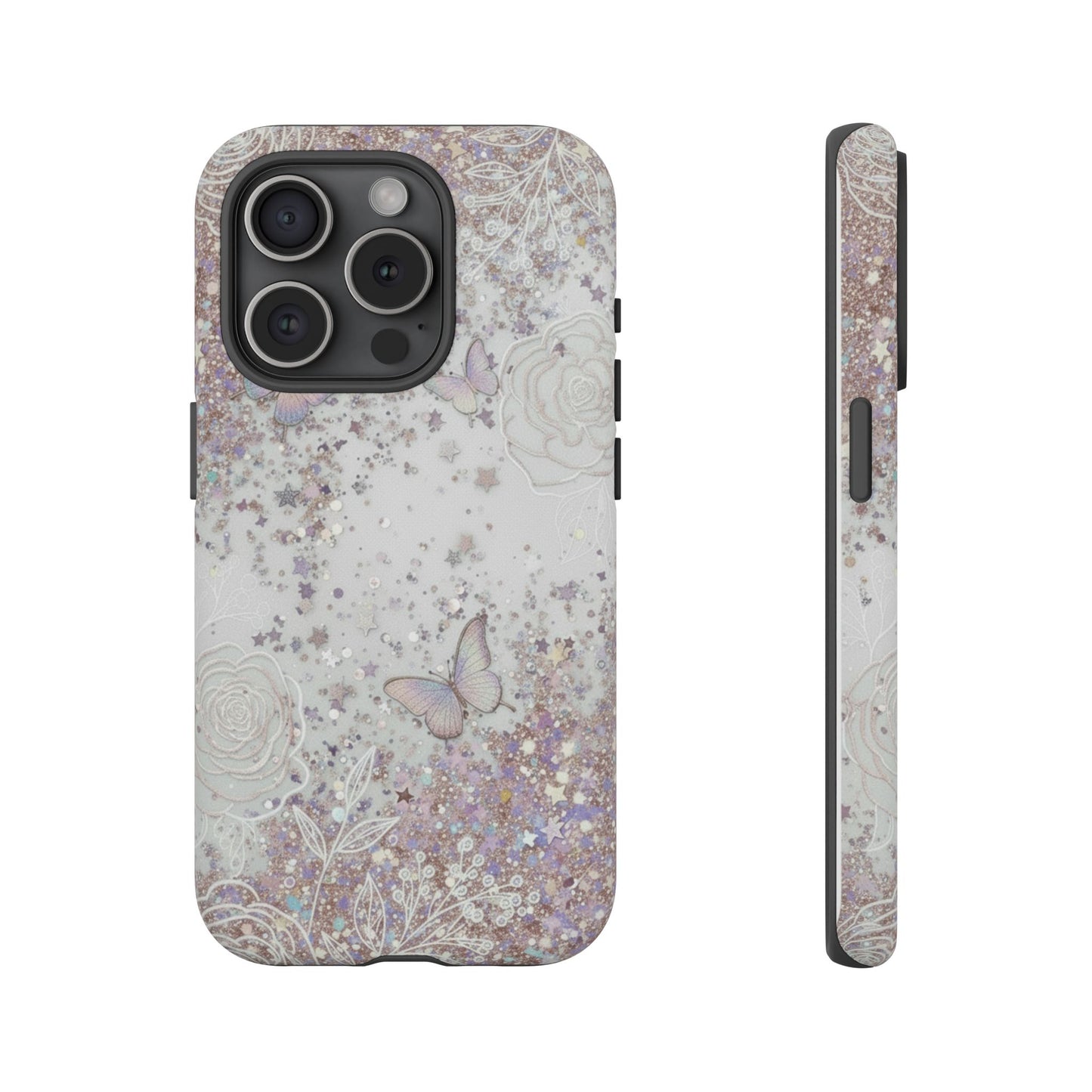 Butterfly Glitter Tough Phone Case — Floral Sparkle Protective Case
