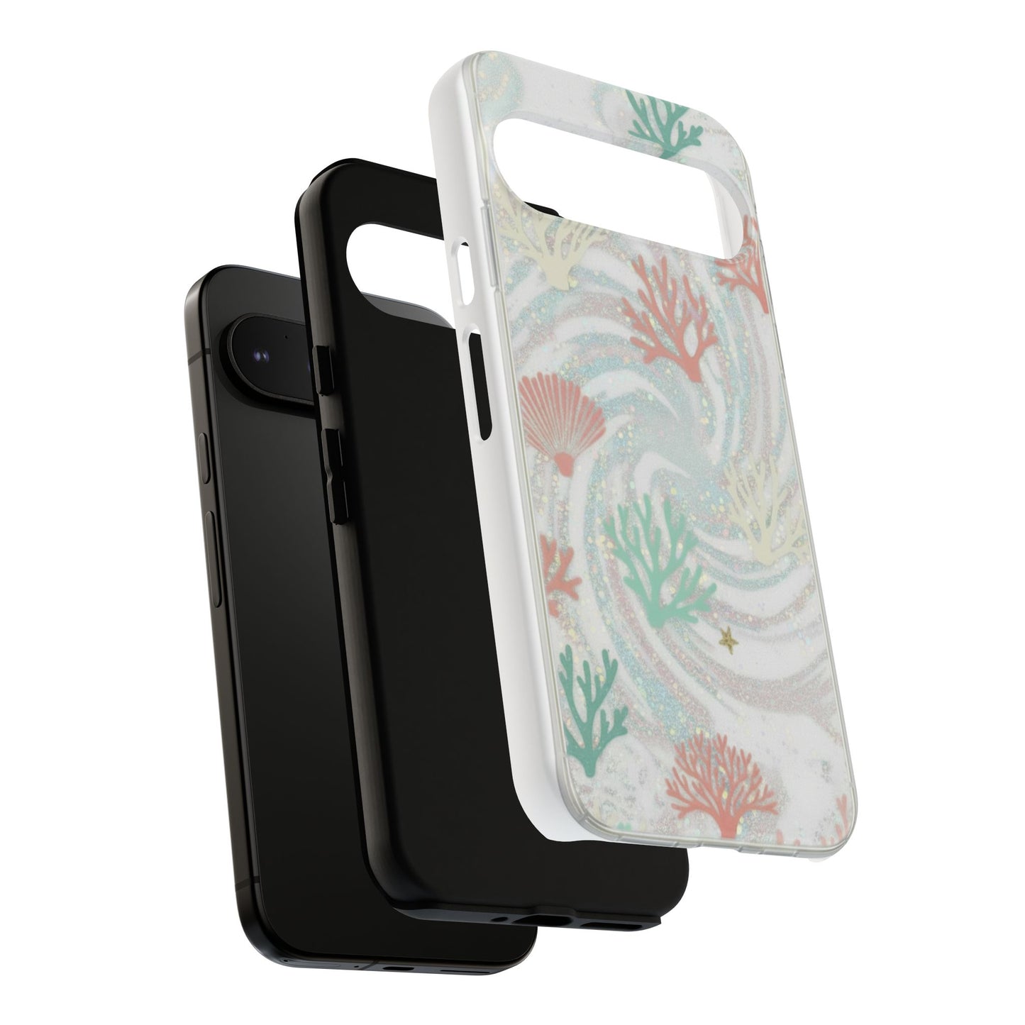 Seafoam Coral Tough Phone Case - Pastel Ocean Wave Design