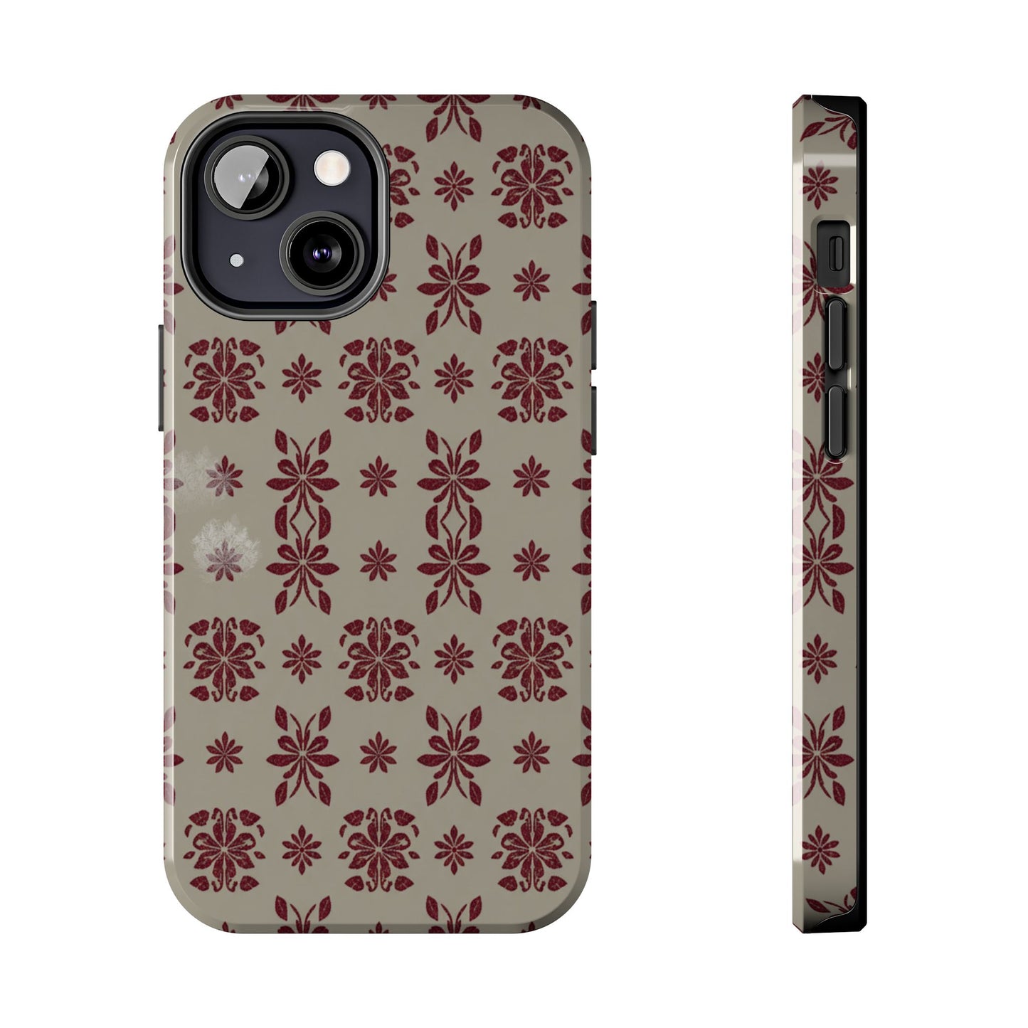Tough Phone Case — Vintage Red Floral Pattern Protective Cover