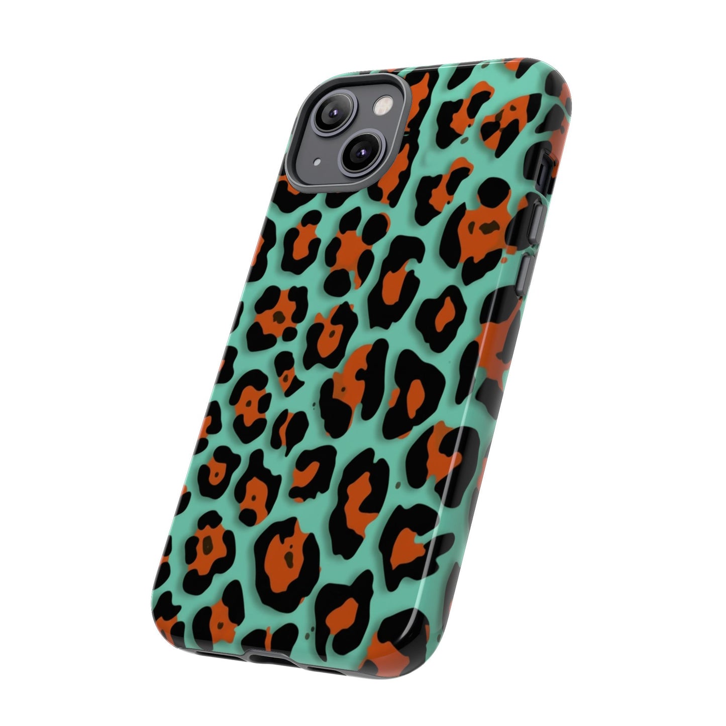 Teal & Rust Leopard Phone Case — Tough Protective Animal Print