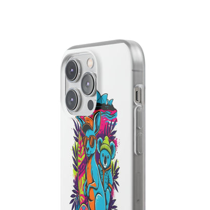 Kangaroo & Koala Surf Phone Case — Neon Aussie Beach Vibes Flexible Case