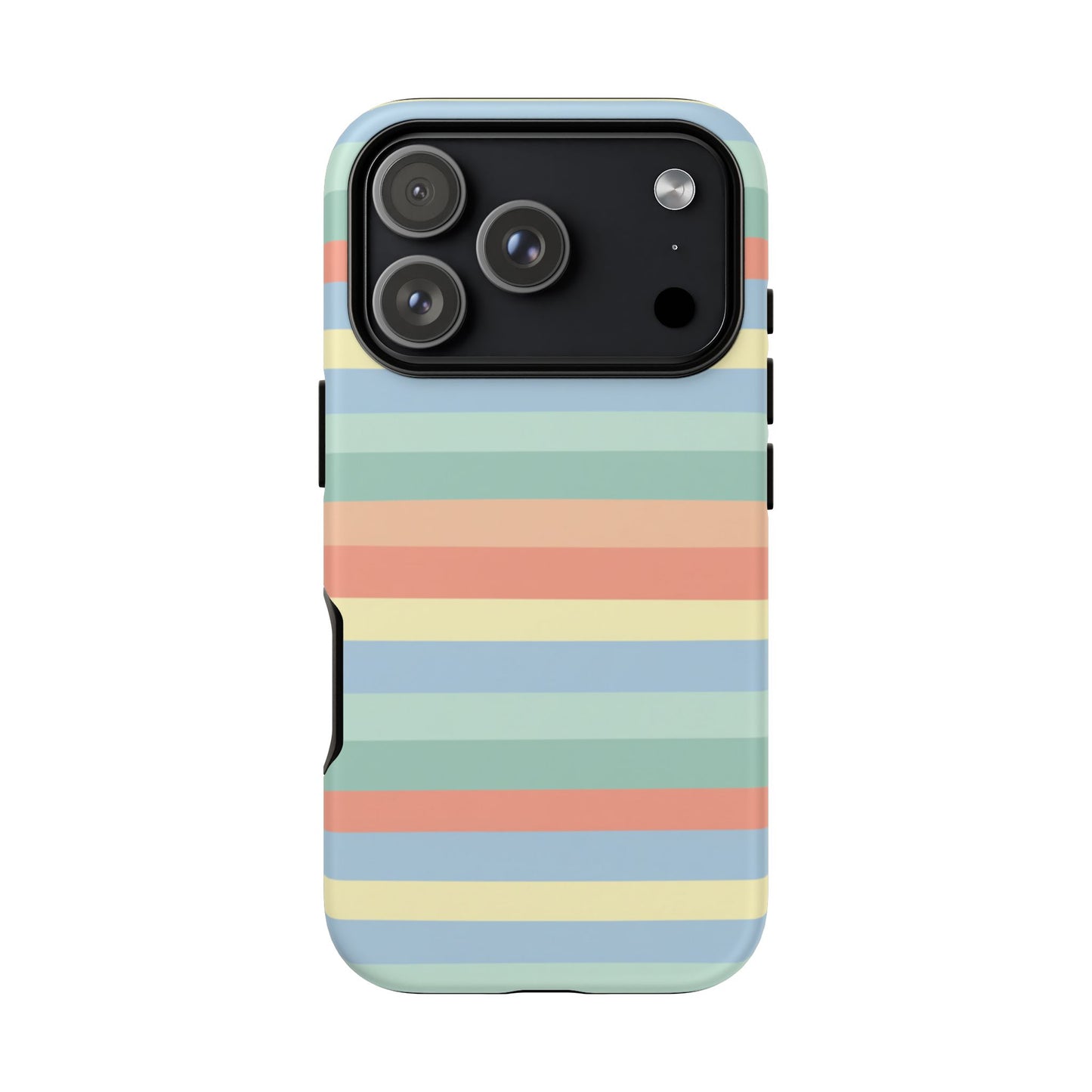 Pastel Striped Phone Case — Retro Horizontal Multi-Color Tough Case