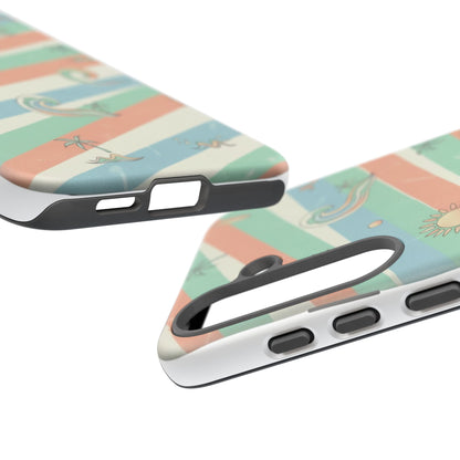 Surf Stripe Tough Phone Case — Retro Beach Waves Pattern