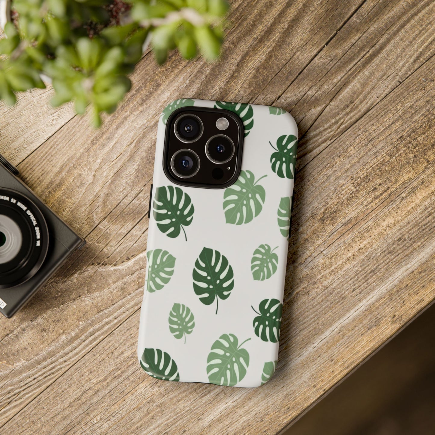 Monstera Leaf Phone Case — Tropical Green Pattern Tough Case