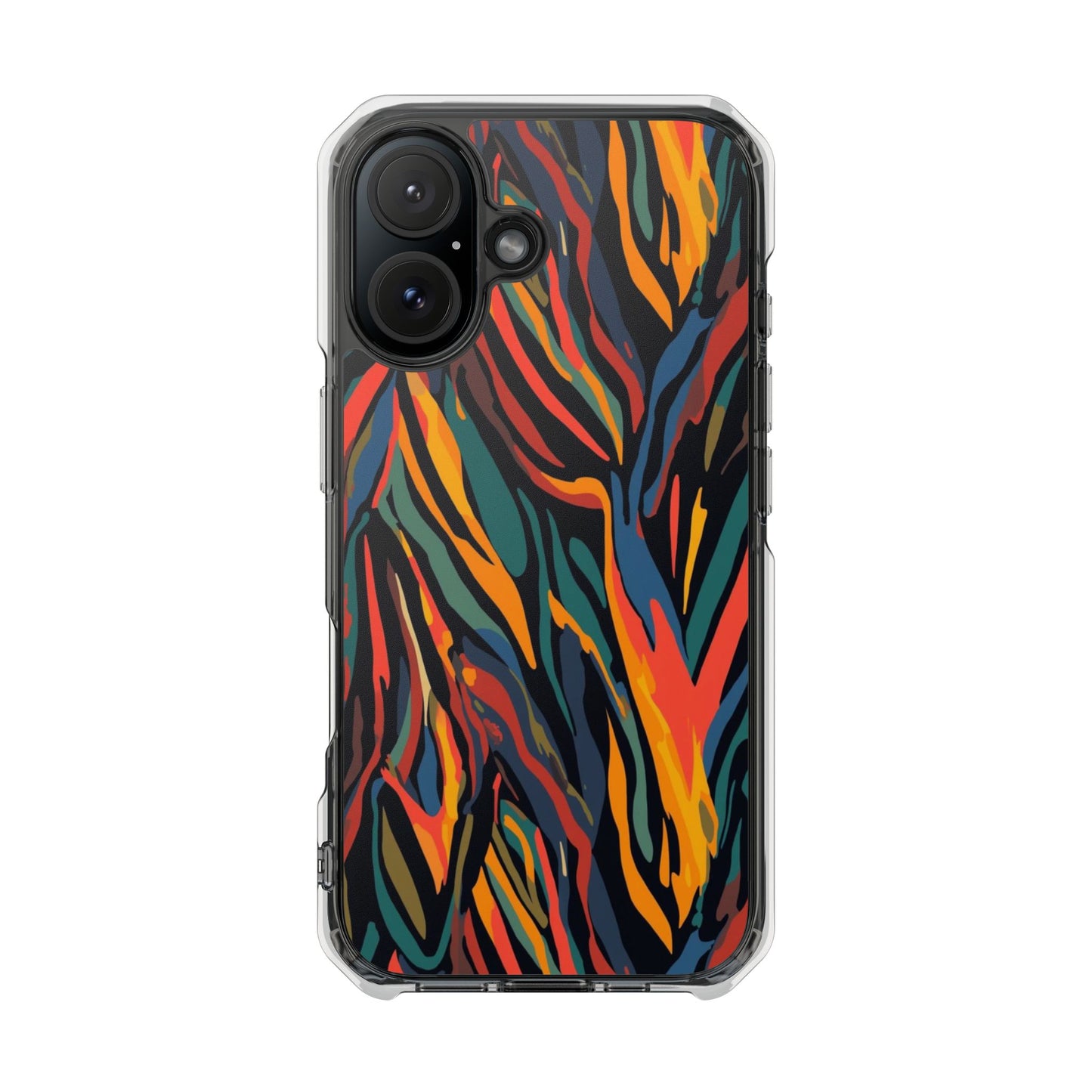 Clear Magnetic Phone Case — Abstract Flame Zebra Art