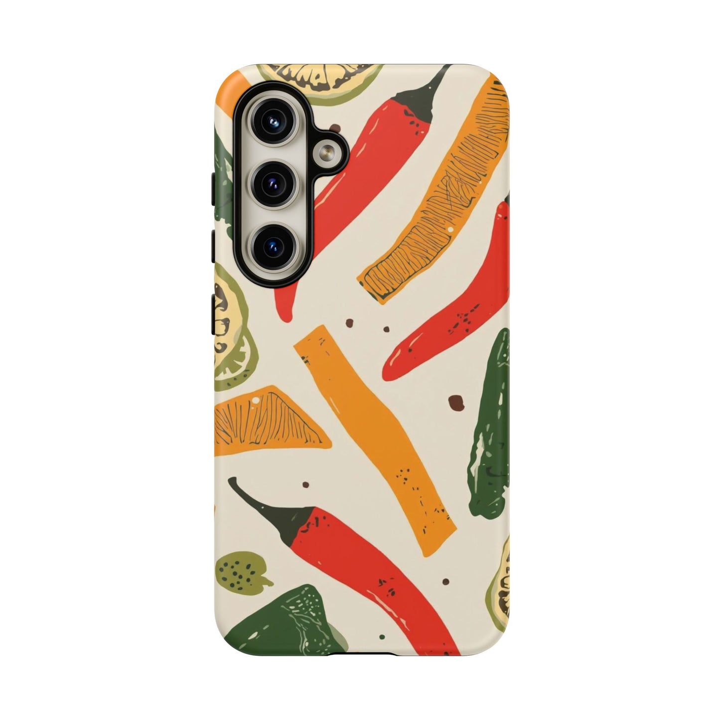 Spicy Peppers Phone Case – Colorful Chili, Lime & Citrus Pattern