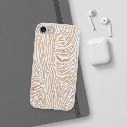 Neutral Zebra Print Flexi Case — Beige & Rose Gold Animal Pattern Phone Cover