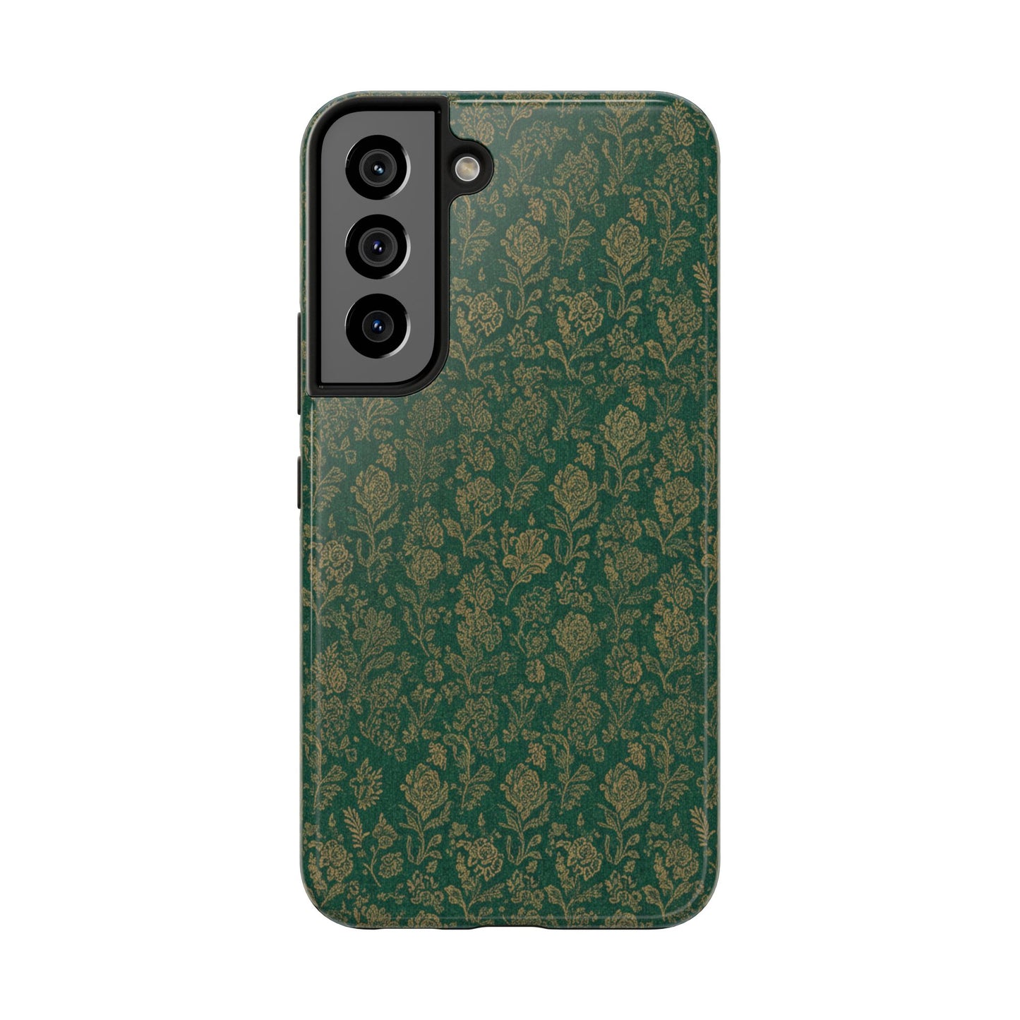 Vintage Floral Tough Phone Case — Green Damask Protective Cover