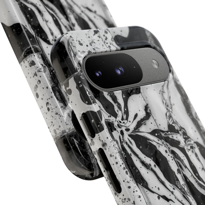 Monochrome Tile Floral Tough Phone Case