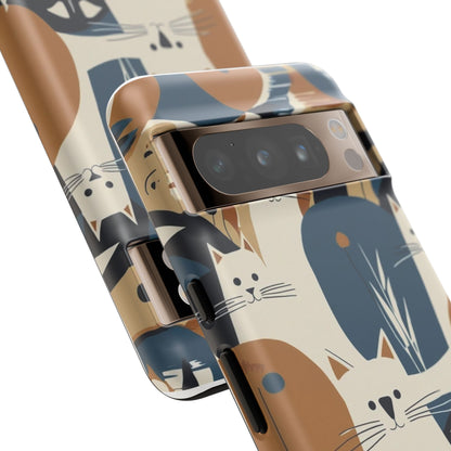 Cat Pattern Phone Case – Retro Abstract Cats Protective iPhone Cover