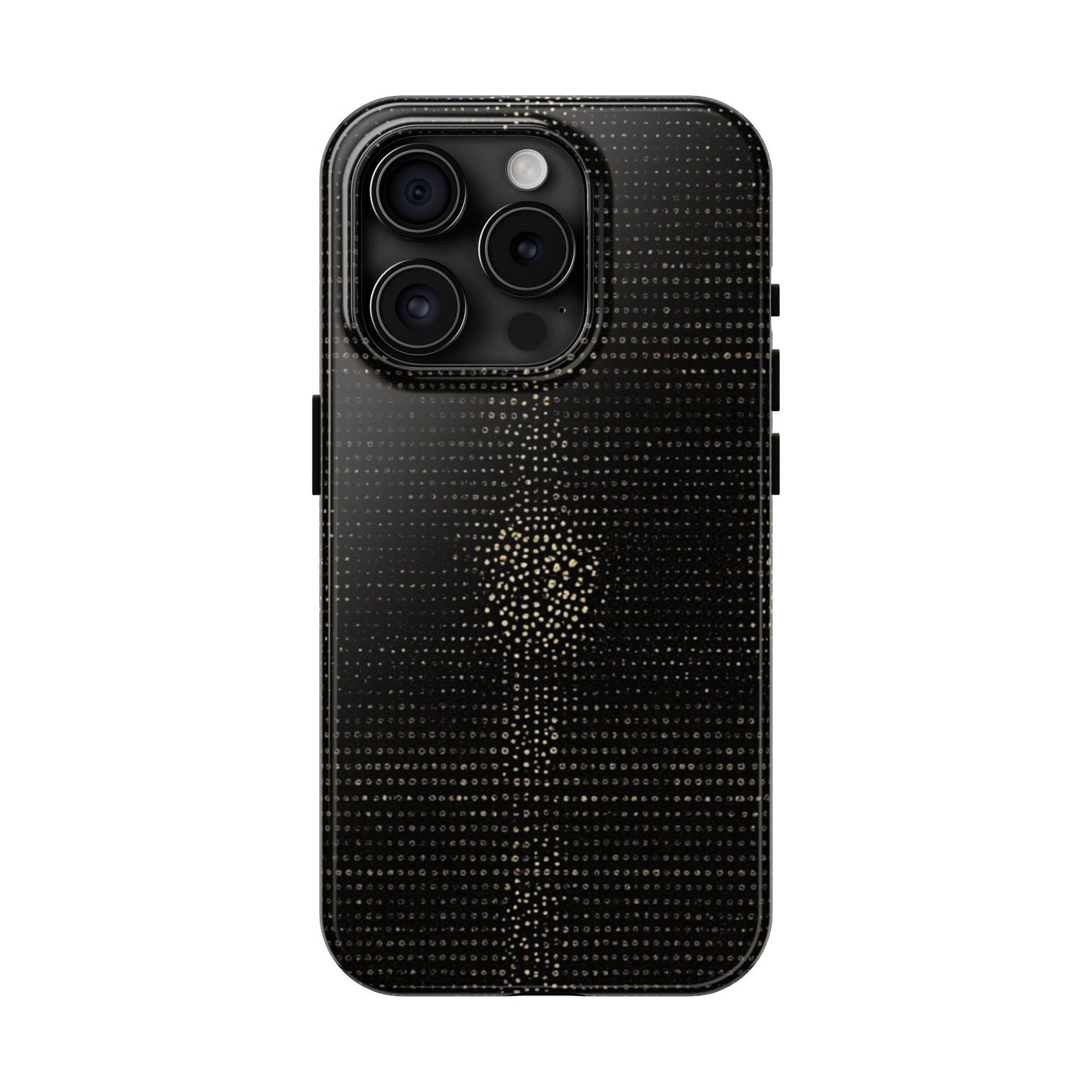 Tough Phone Case — Black Textured Metallic Dot Shield