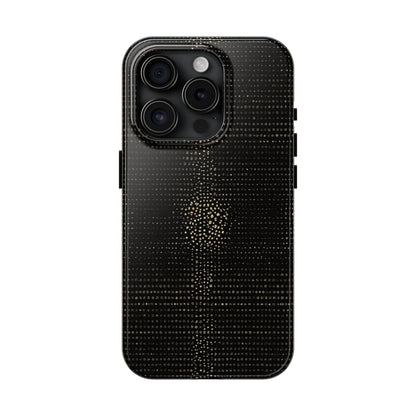 Tough Phone Case — Black Textured Metallic Dot Shield