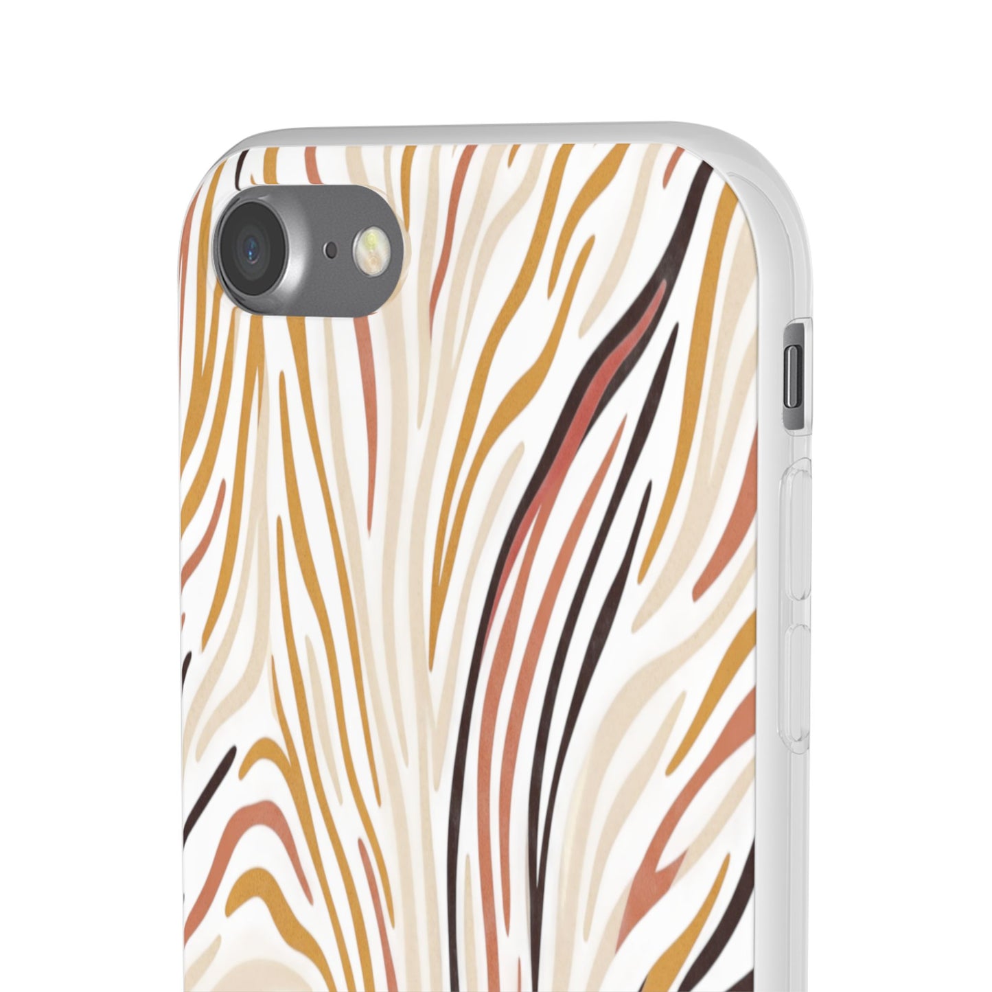 Marbled Neutral Stripe Phone Case — Abstract Beige & Terracotta Flexi Case