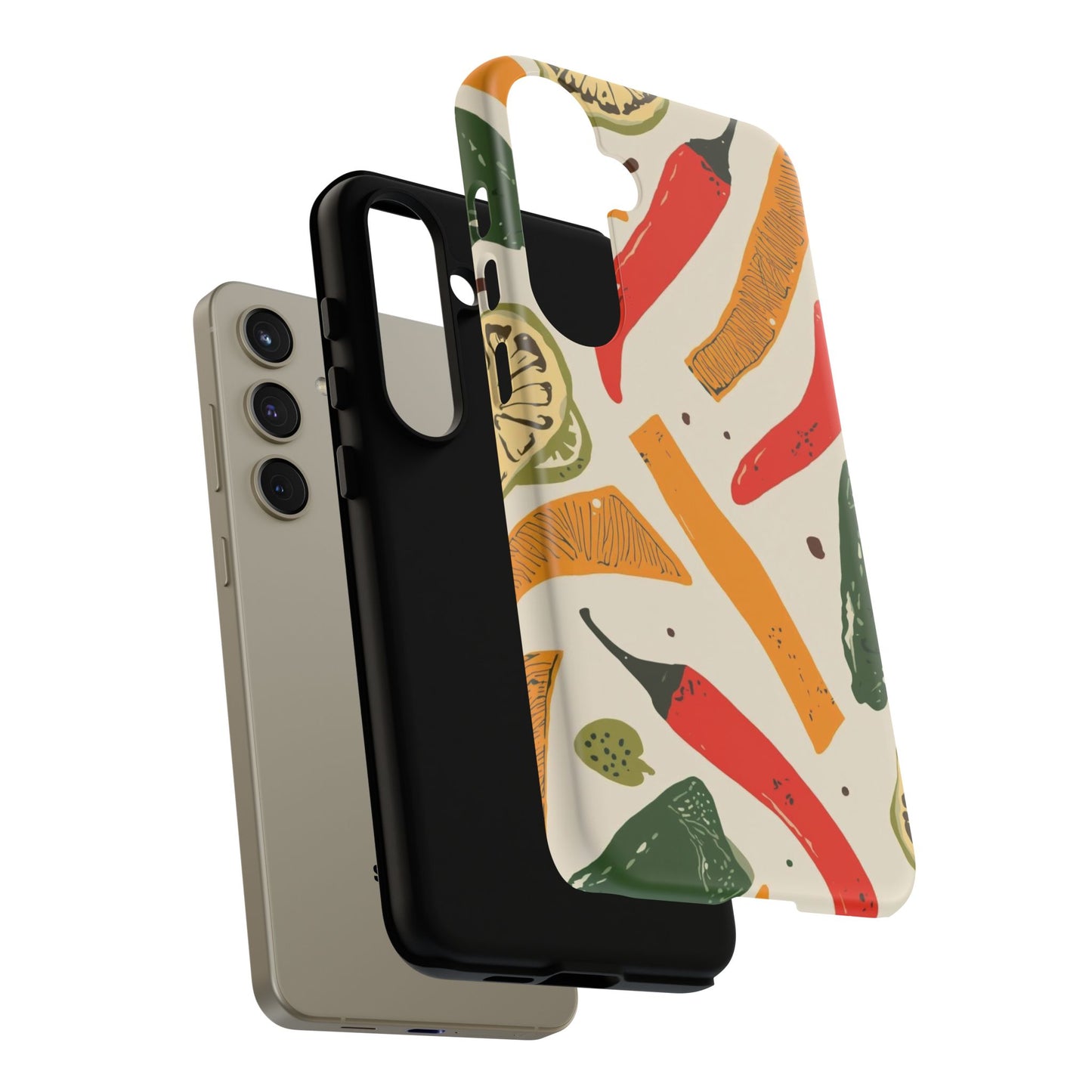 Spicy Peppers Phone Case – Colorful Chili, Lime & Citrus Pattern