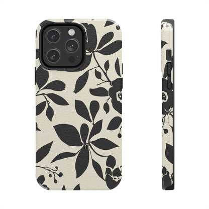 Tough Phone Case — Black Floral Silhouette Protective Cover