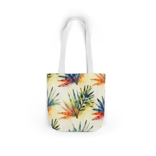 Tropical Watercolor Palm Tote Bag — Canvas Shopping Beach Bag