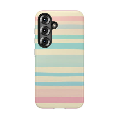 Pastel Striped Tough Phone Case – Protective Retro Rainbow Design