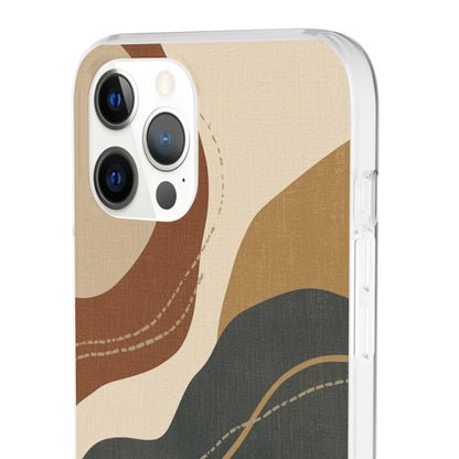 Abstract Earth Tone Phone Case — Boho Wavy Flexi Case