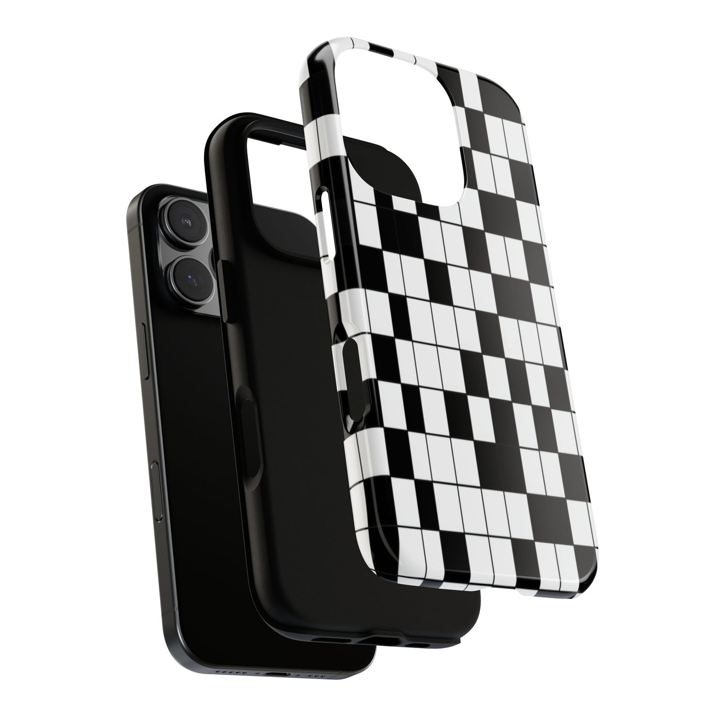 Crossword Grid Phone Case — Black & White Puzzle Pattern Tough Phone Cover