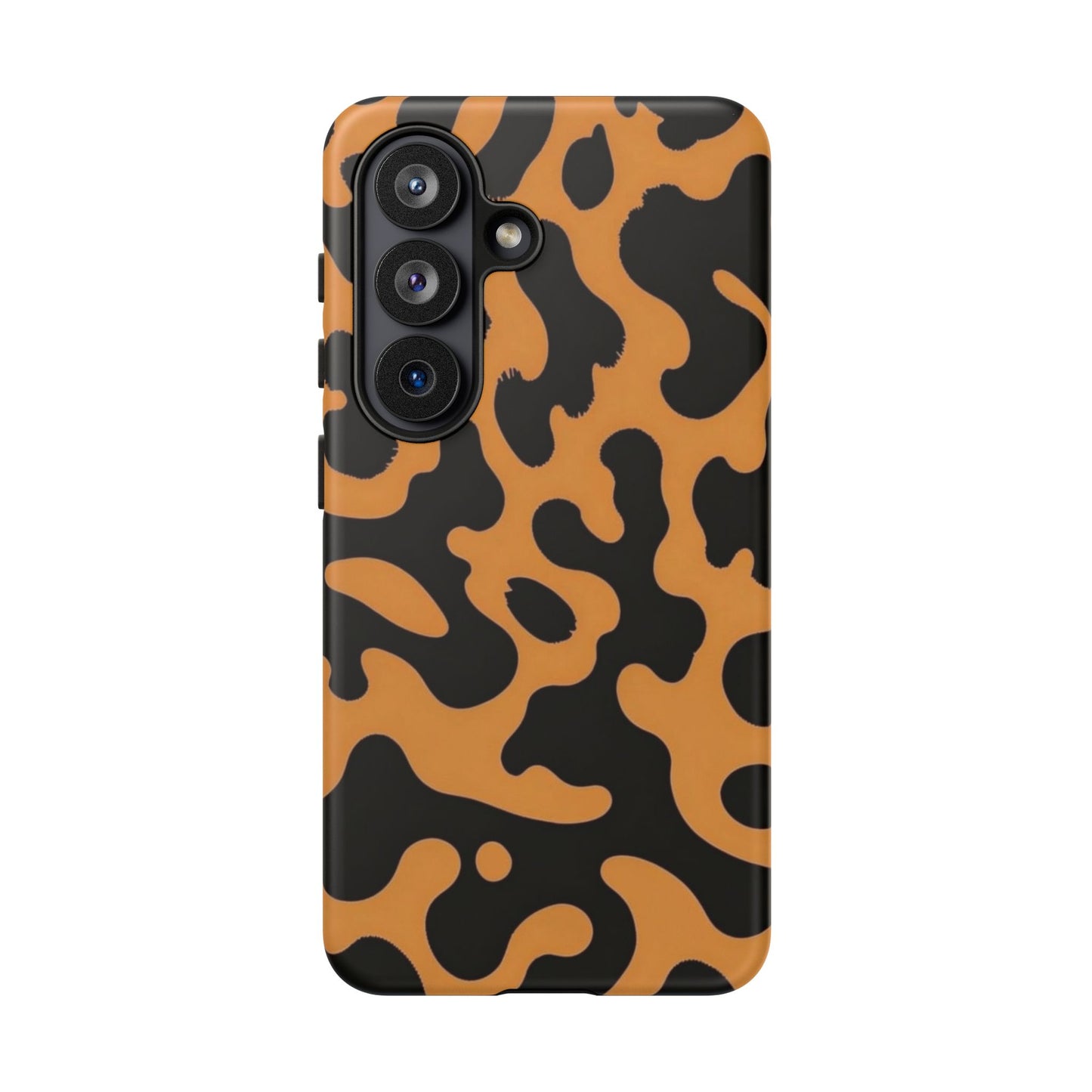 Leopard Print Phone Case — Orange & Black Tough Pattern Protective Cover