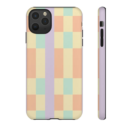 Pastel Checkered Phone Case — Retro Stripe Tough Case
