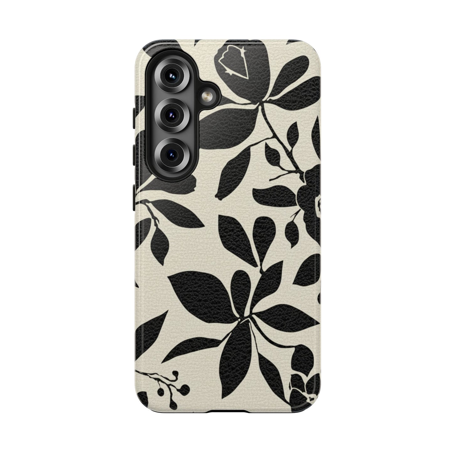 Tough Phone Case — Black Floral Silhouette Protective Cover