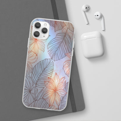 Floral Holographic Phone Case — Iridescent Leaves & Flowers Flexi Case