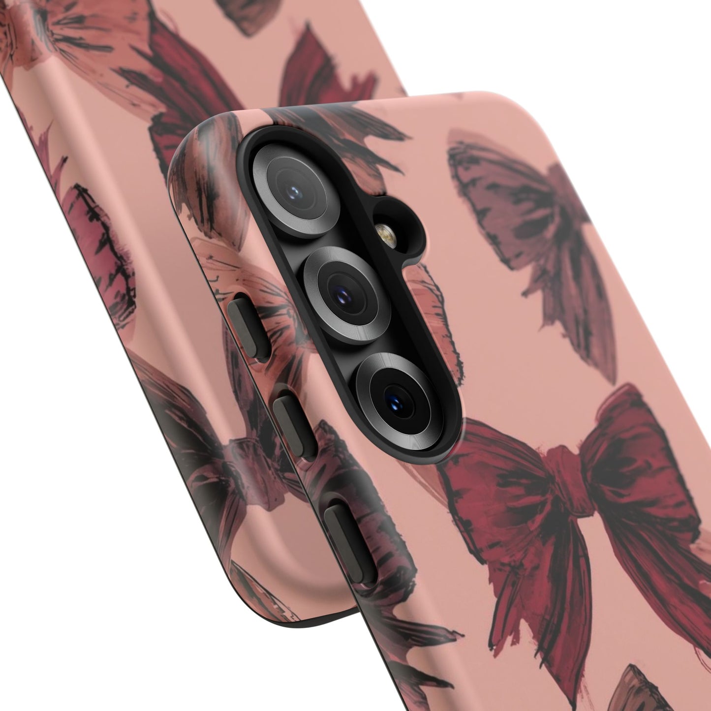 Bow Pattern Tough Phone Case — Pink Watercolor Bows Protective iPhone Cover