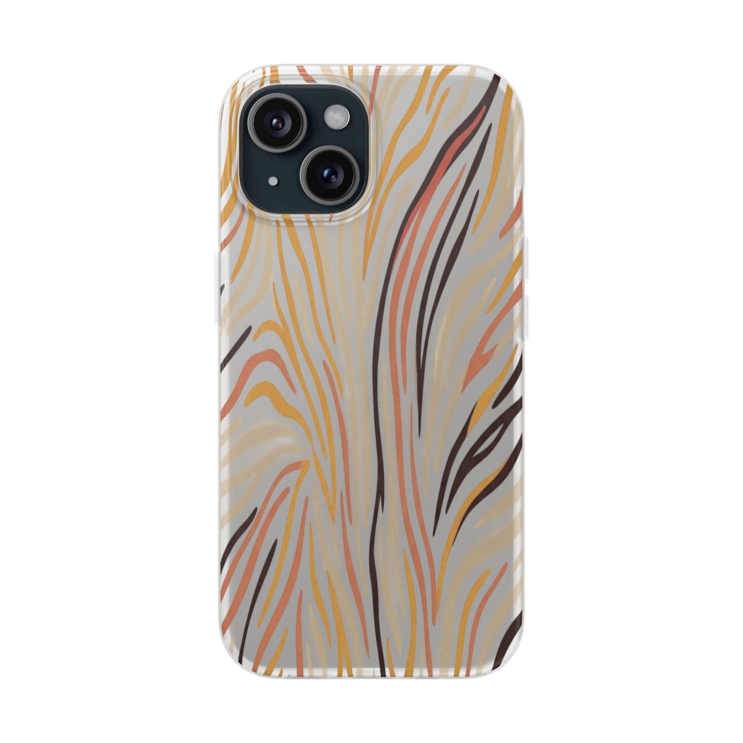 Marbled Neutral Stripe Phone Case — Abstract Beige & Terracotta Flexi Case