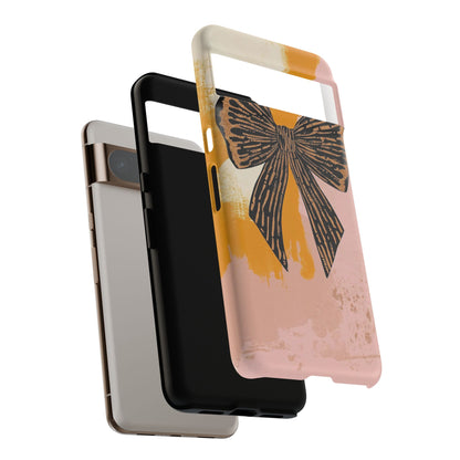 Bow Brushstroke Tough Phone Case — Pink & Mustard