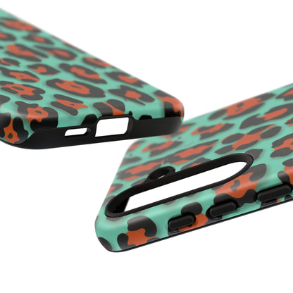 Teal & Rust Leopard Phone Case — Tough Protective Animal Print