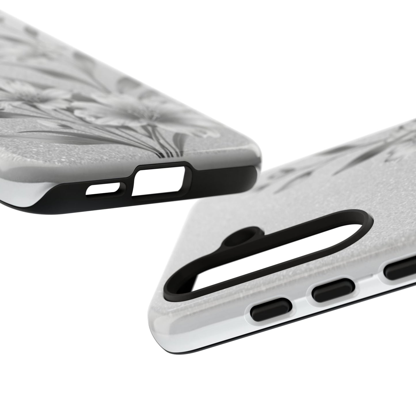 Floral Monochrome Phone Case — Elegant Black & White Lily Design