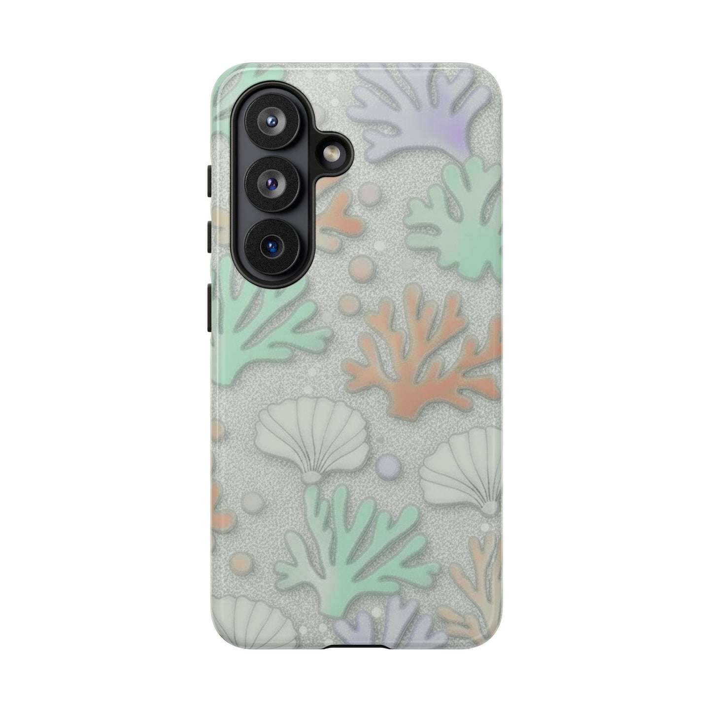 Pastel Coral Reef Tough Phone Case – Sea Shell & Coral Pattern Durable Protector