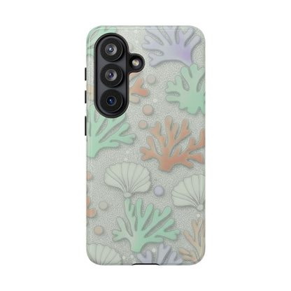Pastel Coral Reef Tough Phone Case – Sea Shell & Coral Pattern Durable Protector