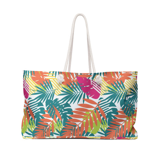Tropical Palm Weekender Bag — Colorful Leaf Travel Tote