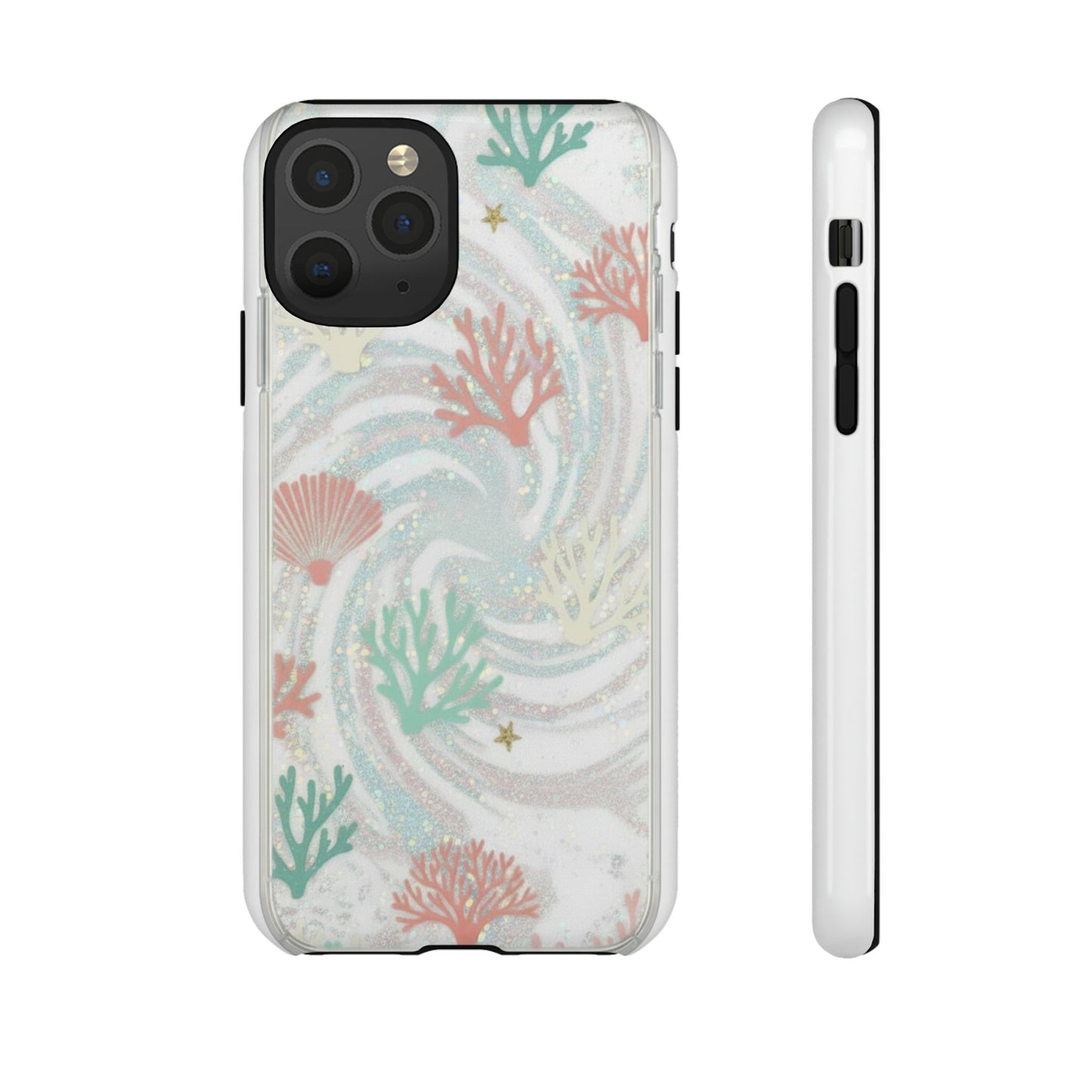 Seafoam Coral Tough Phone Case - Pastel Ocean Wave Design