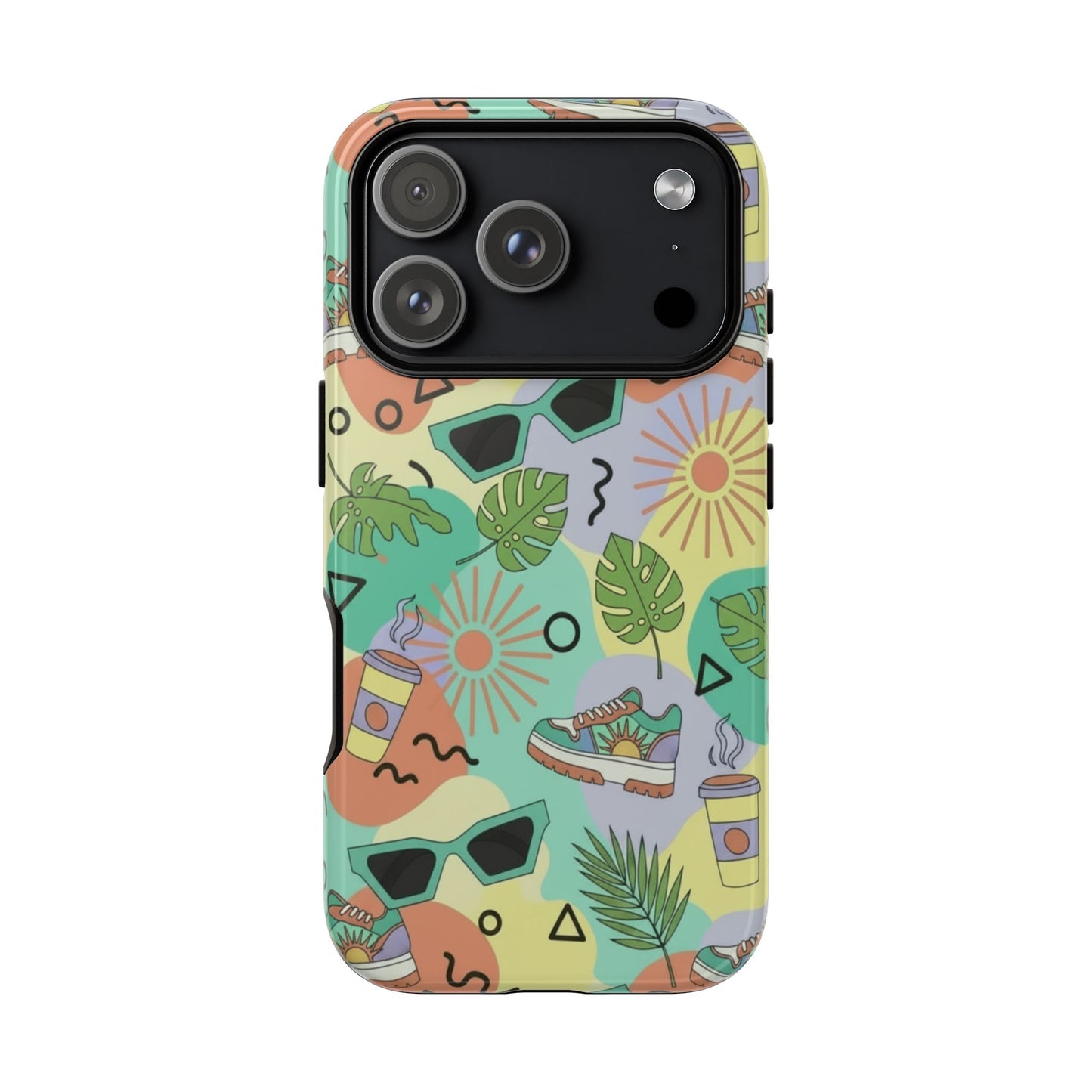 Tropical Summer Phone Case — Retro Sunglasses, Sneakers & Palm Pattern