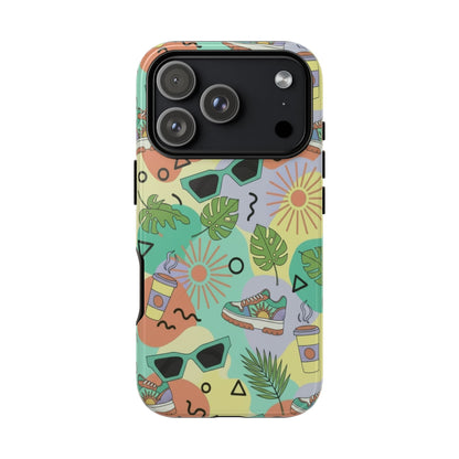 Tropical Summer Phone Case — Retro Sunglasses, Sneakers & Palm Pattern