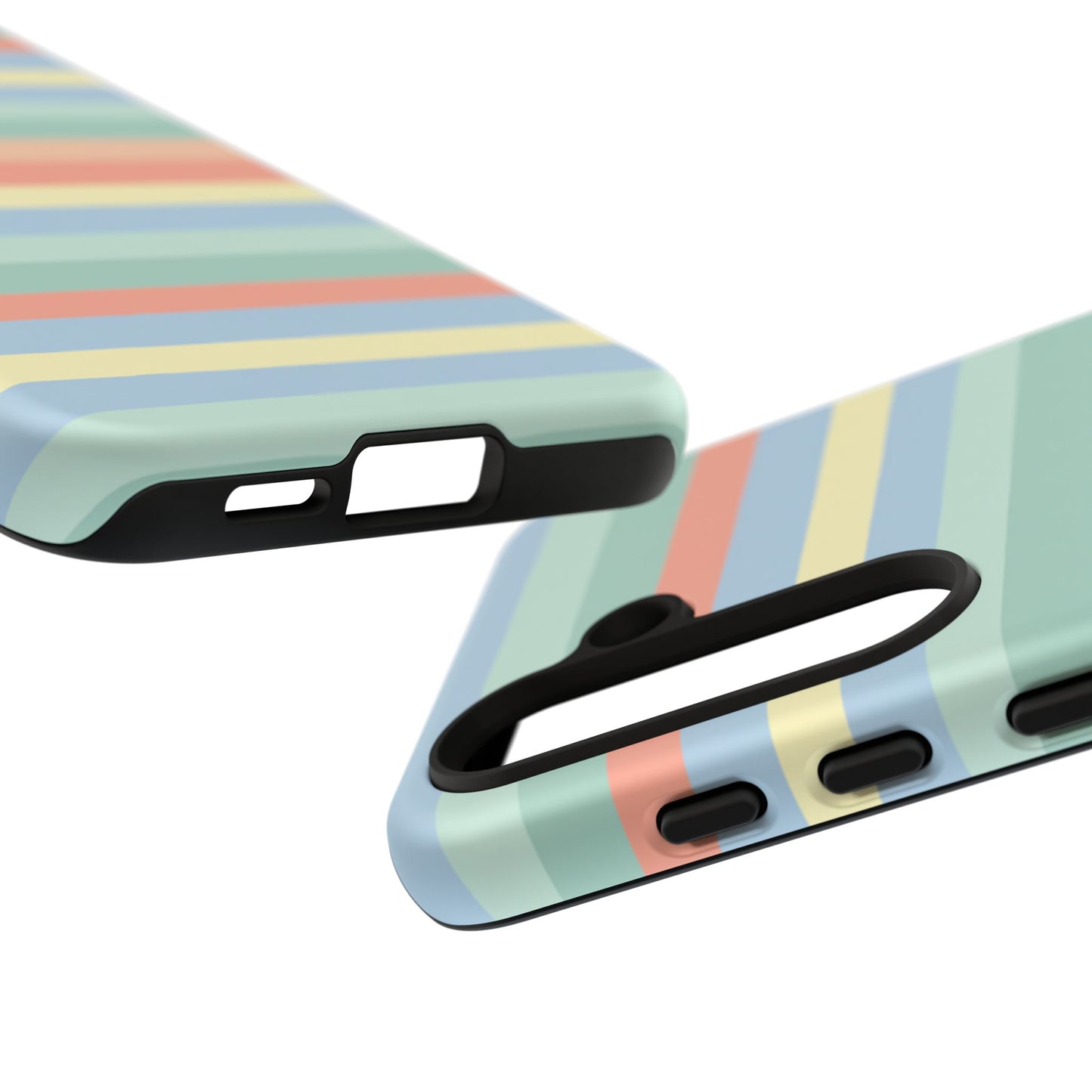 Pastel Striped Phone Case — Retro Horizontal Multi-Color Tough Case