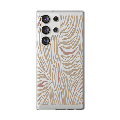 Neutral Zebra Print Flexi Case — Beige & Rose Gold Animal Pattern Phone Cover