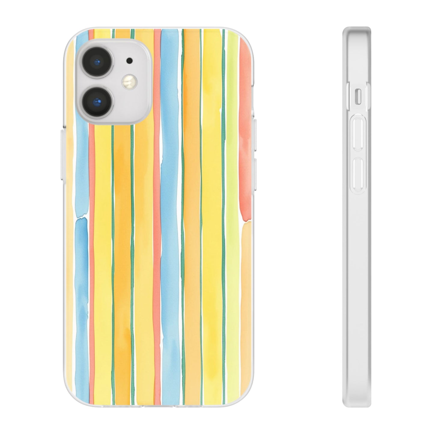 Watercolor Stripe Phone Case — Bright Pastel Vertical Stripes Protective Flexi Case