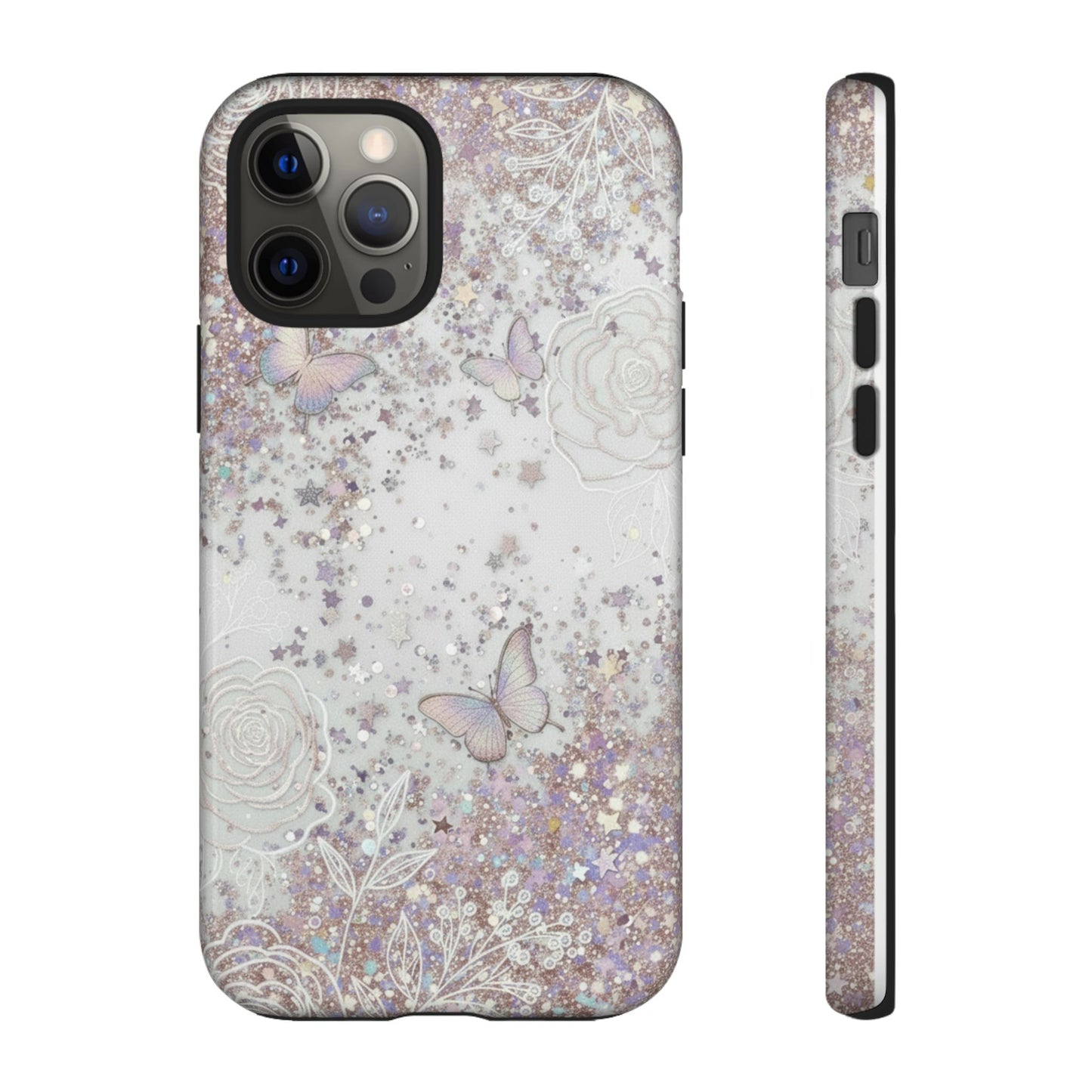 Butterfly Glitter Tough Phone Case — Floral Sparkle Protective Case