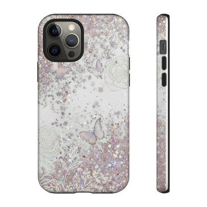 Butterfly Glitter Tough Phone Case — Floral Sparkle Protective Case