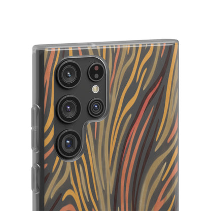 Marbled Neutral Stripe Phone Case — Abstract Beige & Terracotta Flexi Case