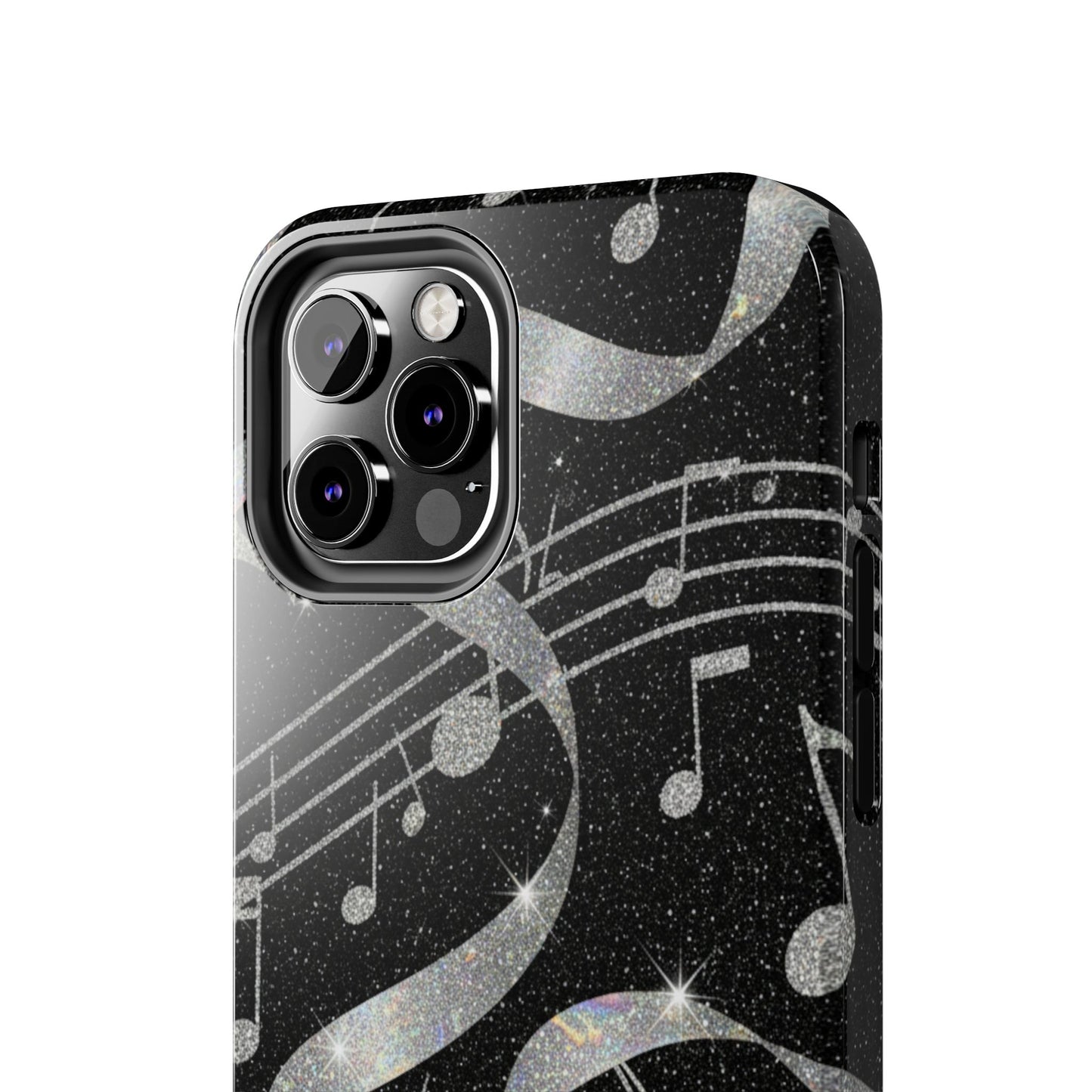 Musical Notes Tough Phone Case – Glitter Black Musician Phone Cover